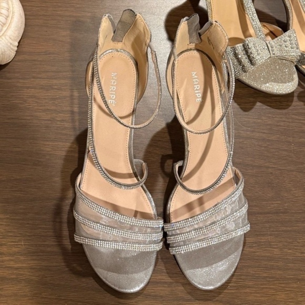 Maripe Silver Glitter Strappy Heeled Sandals